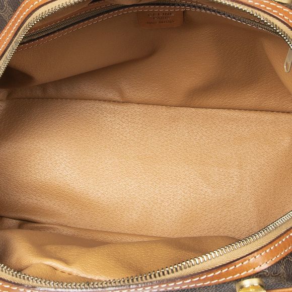 Celine Front Pocket Braided Tote Brown Macadam PVC Canvas A - Picture 9 of 10